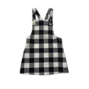 Max Studio little girls 3 Y Black and White checkered overall Dress